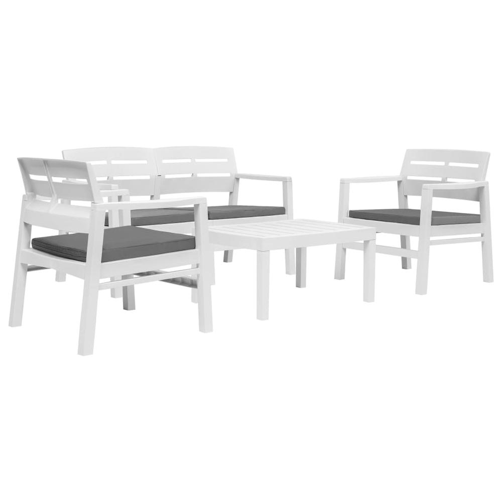 vidaXL 4 Piece Outdoor Lounge Set Plastic White, 276179