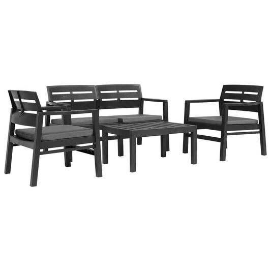 vidaXL 4 Piece Outdoor Lounge Set Plastic Anthracite, 276180