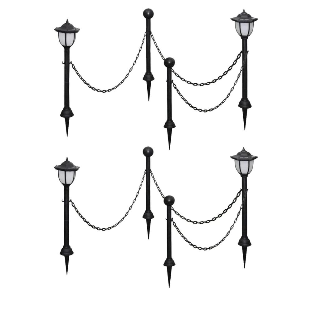 vidaXL Solar Lights 4 pcs with Chain Fence and Poles 7119