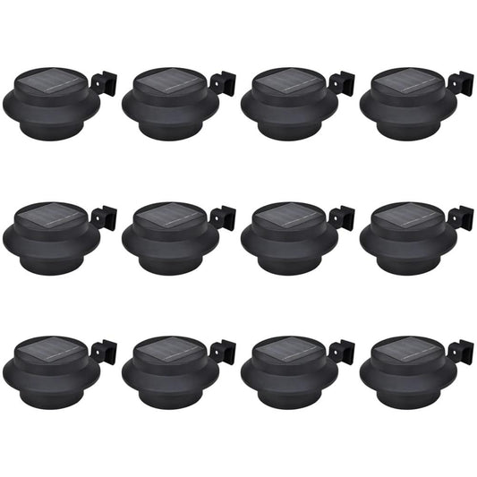 vidaXL Outdoor Solar Fence Lamps 12 pcs LED Black 7122