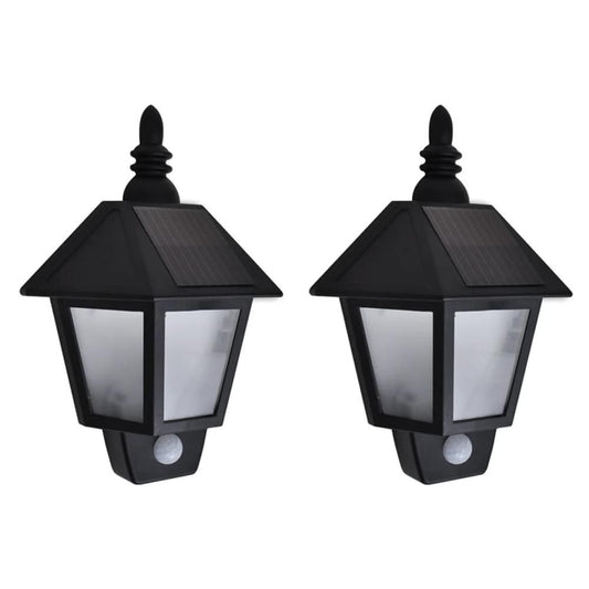 vidaXL Solar Wall Lamps 2 pcs with Motion Sensor Black 7124