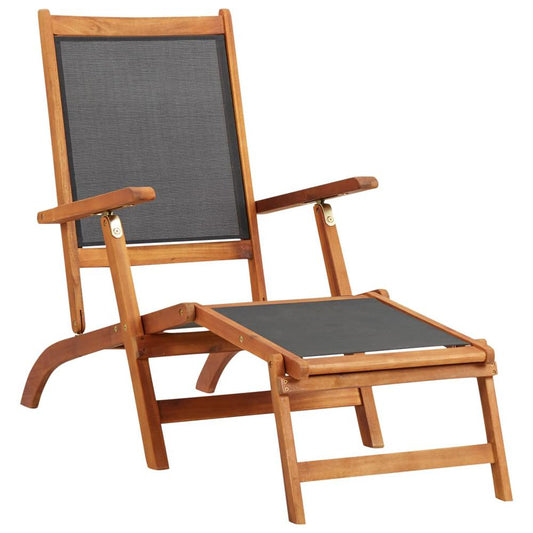 vidaXL Sun Lounger Solid Acacia Wood and Textilene, 45958