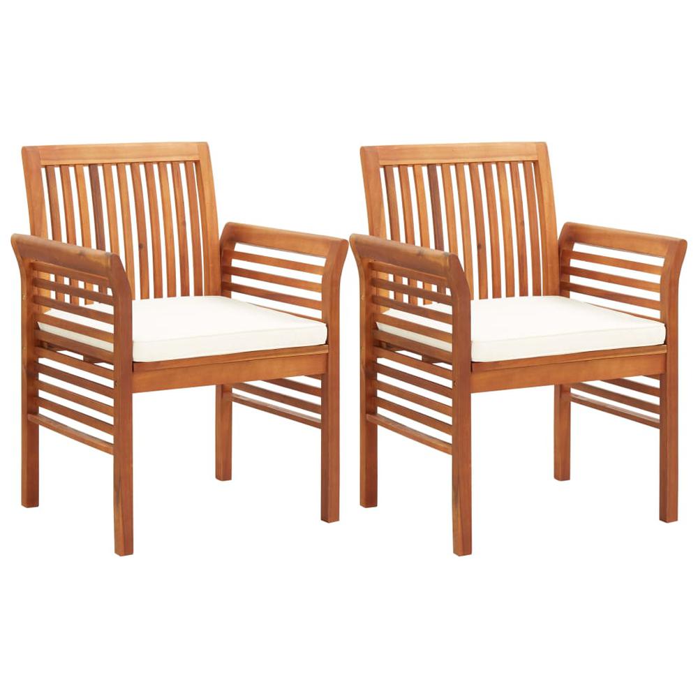 vidaXL Garden Dining Chairs with Cushions 2 pcs Solid Acacia Wood, 45965