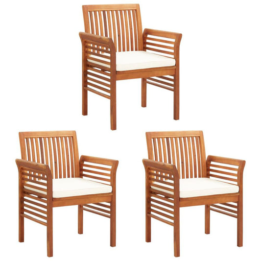 vidaXL Garden Dining Chairs with Cushions 3 pcs Solid Acacia Wood, 45966