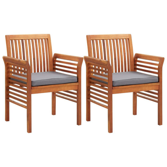 vidaXL Garden Dining Chairs with Cushions 2 pcs Solid Acacia Wood, 45970