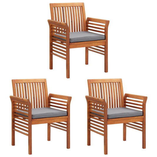 vidaXL Garden Dining Chairs with Cushions 3 pcs Solid Acacia Wood, 45971