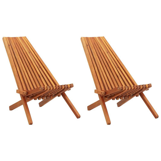 vidaXL Folding Outdoor Lounge Chairs 2 pcs Solid Acacia Wood, 45975