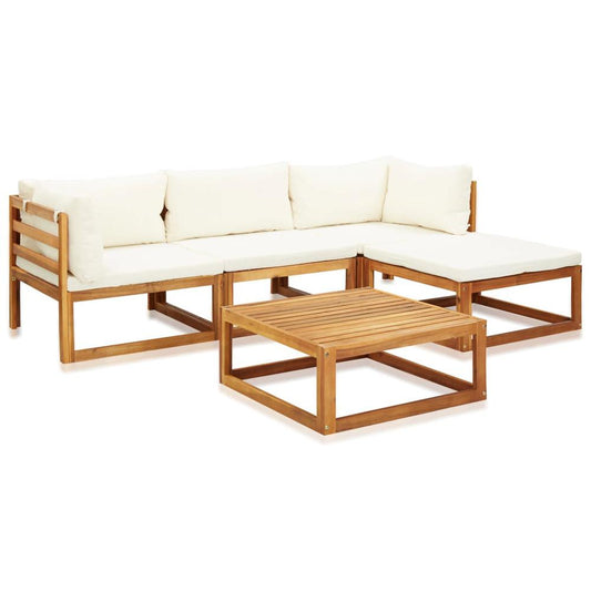 vidaXL 5 Piece Garden Lounge Set with Cushions Solid Acacia Wood, 45916