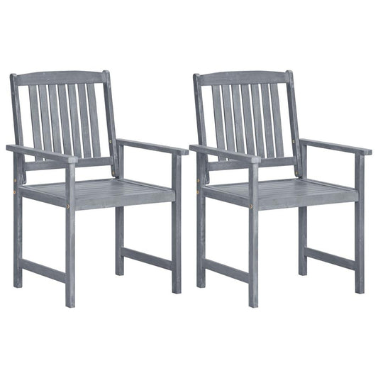 vidaXL Garden Chairs 2 pcs Gray Solid Acacia Wood, 45944