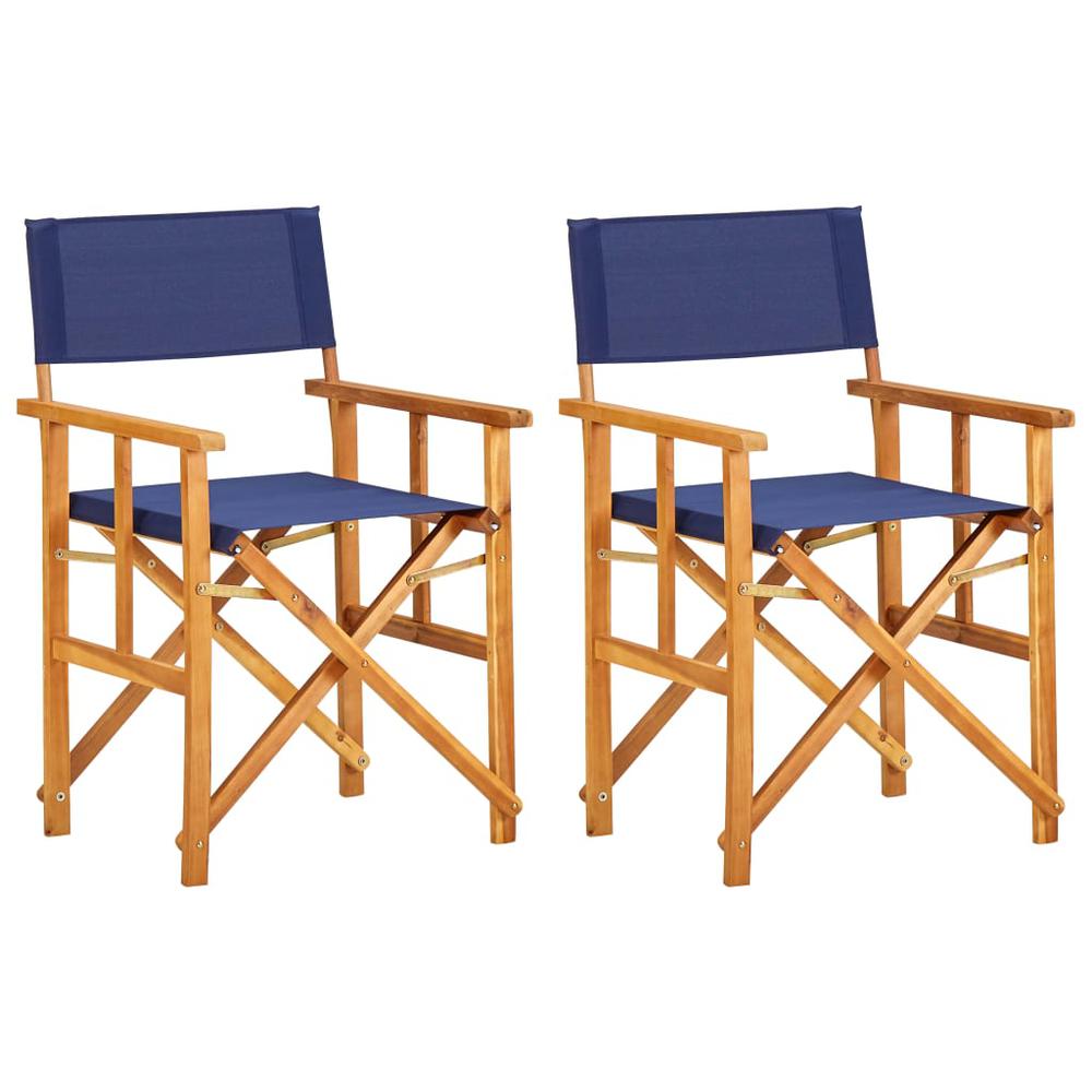 vidaXL Director's Chairs 2 pcs Solid Acacia Wood Blue, 45948