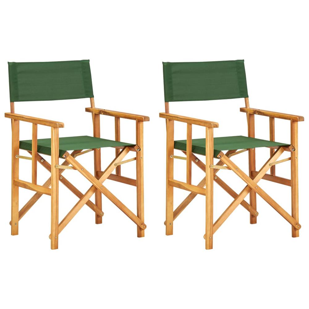 vidaXL Director's Chairs 2 pcs Solid Acacia Wood Green, 45949