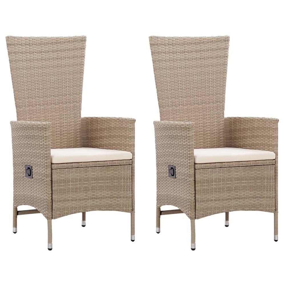 vidaXL Outdoor Chairs 2 pcs with Cushions Poly Rattan Beige, 46063