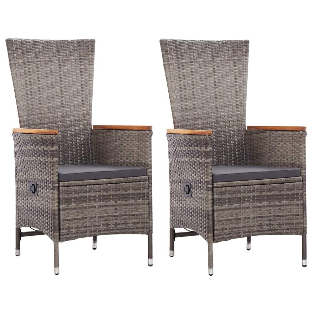 vidaXL Outdoor Chairs 2 pcs with Cushions Poly Rattan Gray, 46064