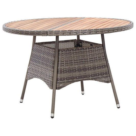 vidaXL Garden Table Gray 45.3"x29.1" Poly Rattan and Acacia Wood, 46071