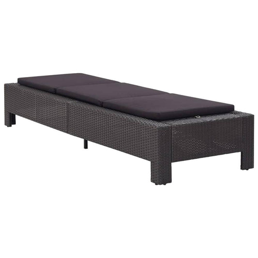 vidaXL Sunbed with Cushion Black Poly Rattan, 46237