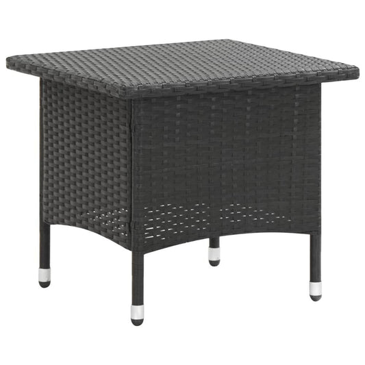 vidaXL Tea Table Black 19.7"x19.7"x18.5" Poly Rattan, 46250