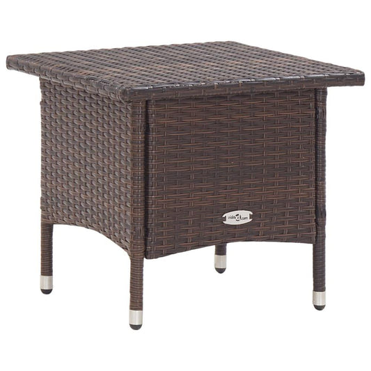 vidaXL Tea Table Brown 19.7"x19.7"x18.5" Poly Rattan, 46251