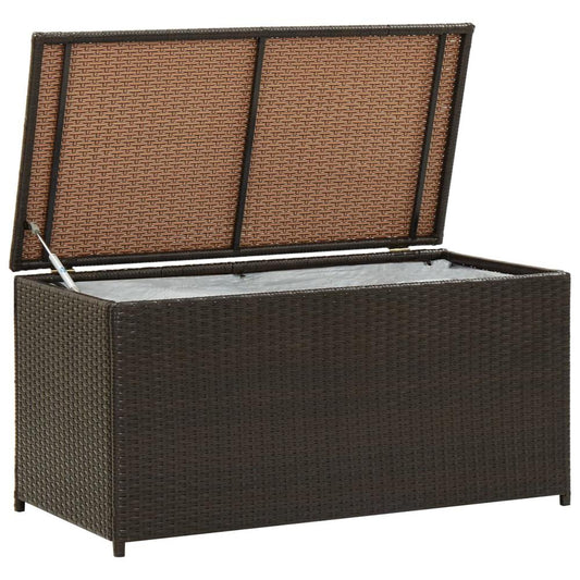 vidaXL Garden Storage Box Poly Rattan 39.3"x19.6"x19.6" Brown, 46472