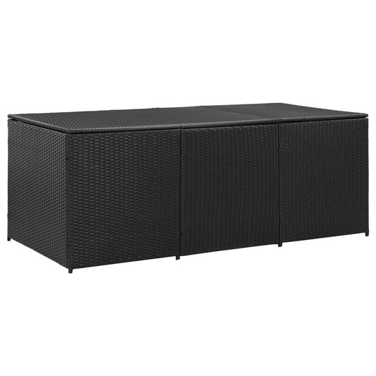 vidaXL Garden Storage Box Poly Rattan 70.8"x35.4"x29.5" Black, 46477