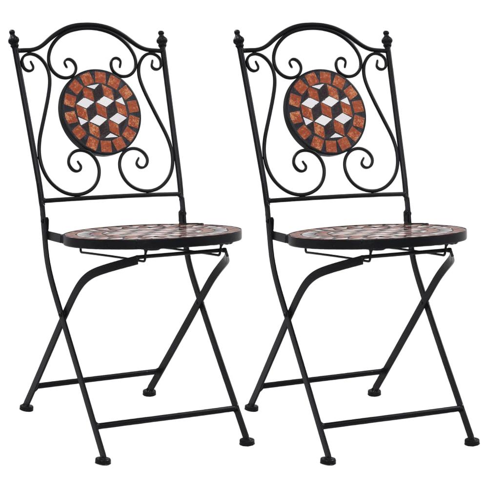 vidaXL Mosaic Bistro Chairs 2 pcs Brown Ceramic, 46714