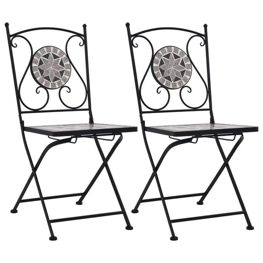 vidaXL Mosaic Bistro Chairs 2 pcs Gray, 46716