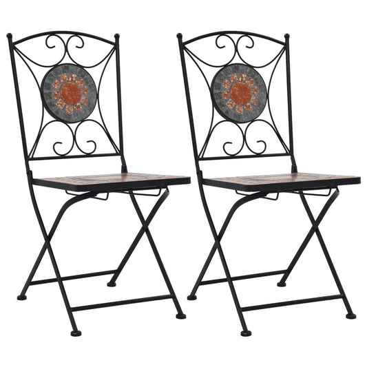 vidaXL Mosaic Bistro Chairs 2 pcs Orange/Gray, 46718