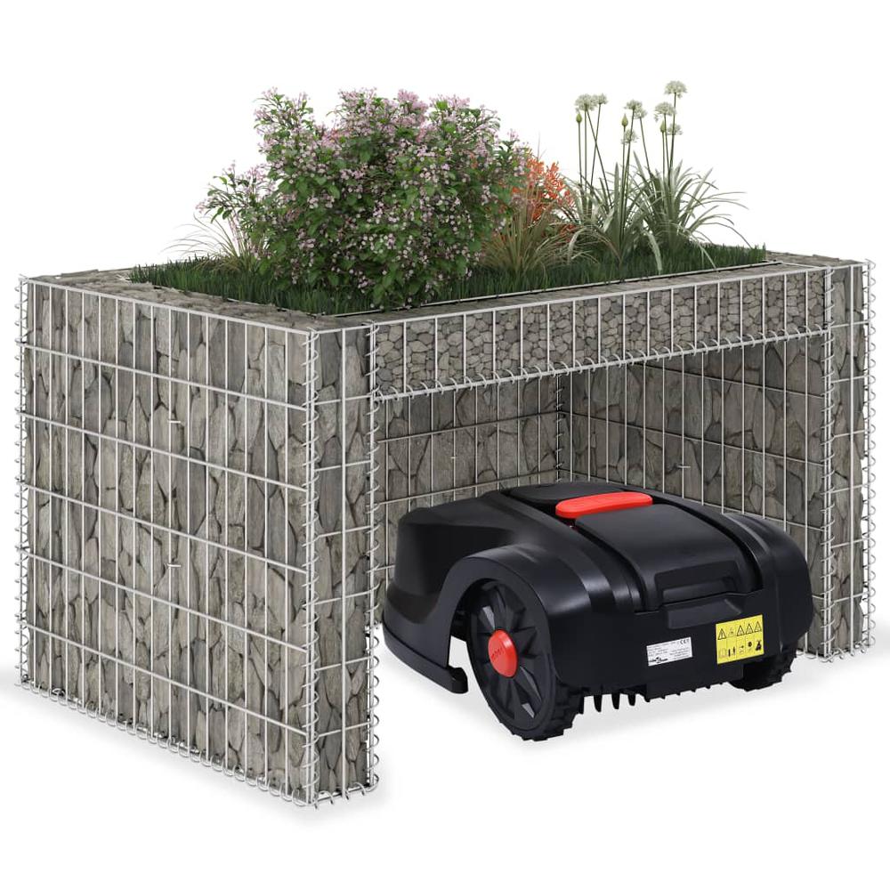 vidaXL Lawn Mower Garage with Raised Bed 43.3"x31.5"x23.6" Steel Wire, 145655