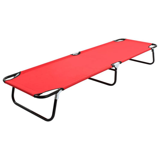 vidaXL Folding Sun Lounger Red Steel, 47756