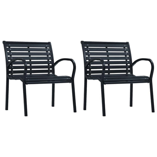 vidaXL Garden Chairs 2 pcs Black Steel and WPC, 47939