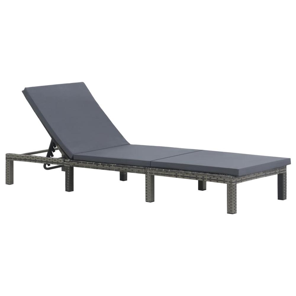 vidaXL Sun Lounger with Cushion Poly Rattan Anthracite, 47752