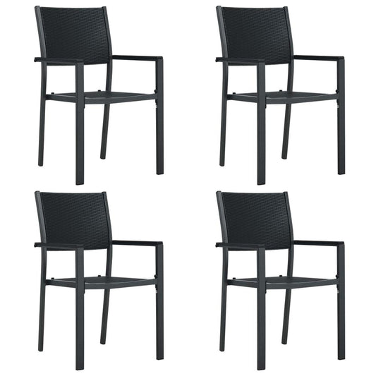 vidaXL Garden Chairs 4 pcs Black Plastic Rattan Look, 47890