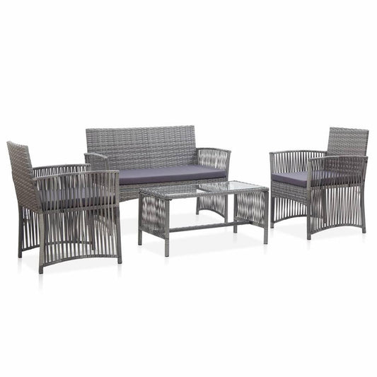 vidaXL 4 Piece Garden Lounge Set with Cushion Poly Rattan Anthracite, 46437