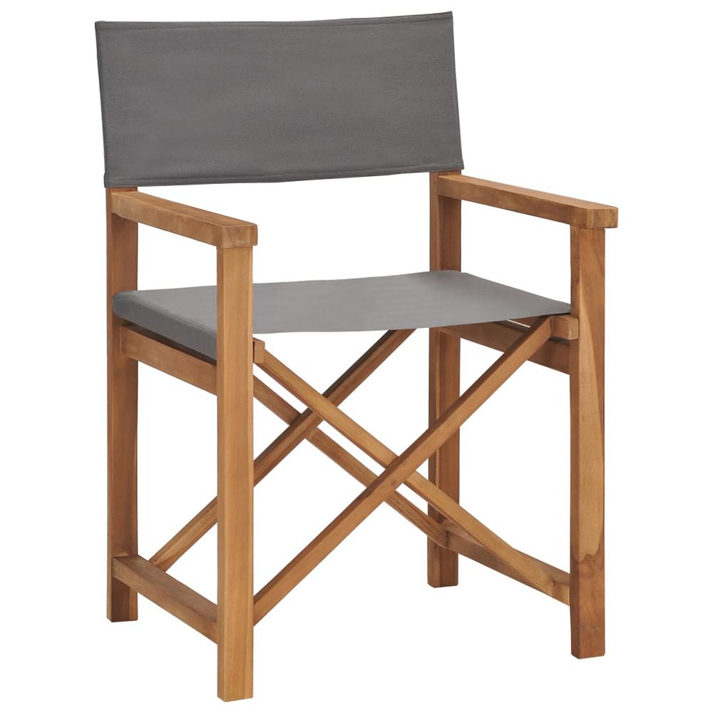 vidaXL Director's Chair Solid Teak Wood Gray, 47411