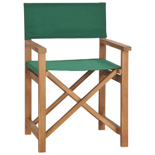 vidaXL Director's Chair Solid Teak Wood Green, 47413