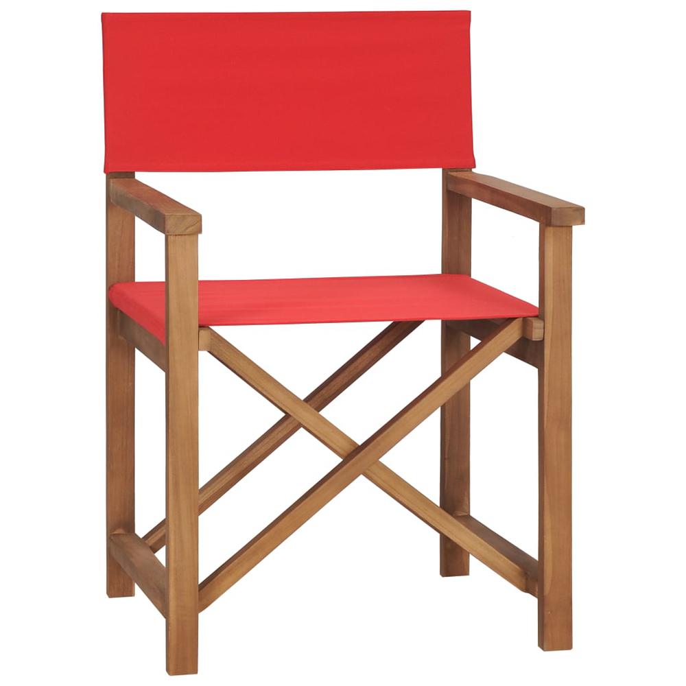 vidaXL Director's Chair Solid Teak Wood Red, 47414