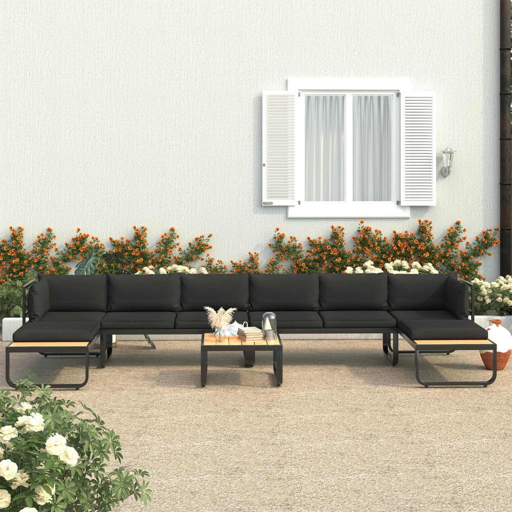 vidaXL 5 Piece Garden Corner Sofa Set with Cushions Aluminum and WPC 8655