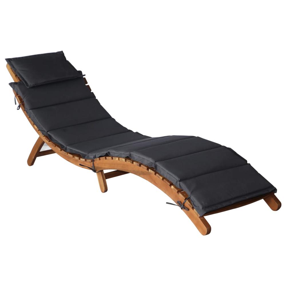 vidaXL Sun Lounger with Cushion Solid Acacia Wood Dark Gray, 46651