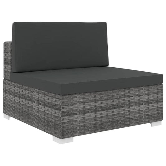 vidaXL Sectional Middle Seat with Cushions Poly Rattan Gray, 48290