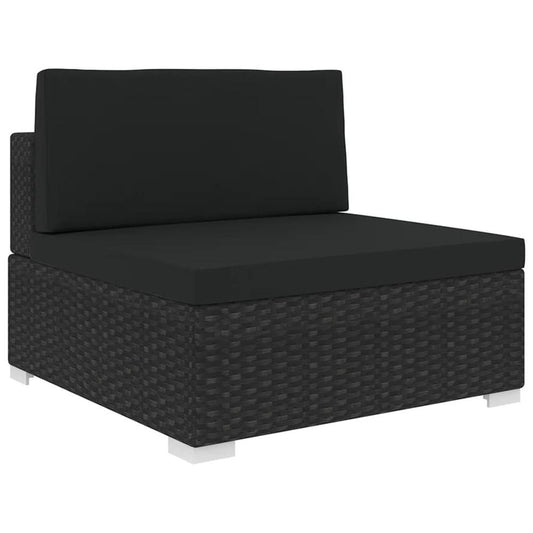 vidaXL Sectional Middle Seat with Cushions Poly Rattan Black, 48291