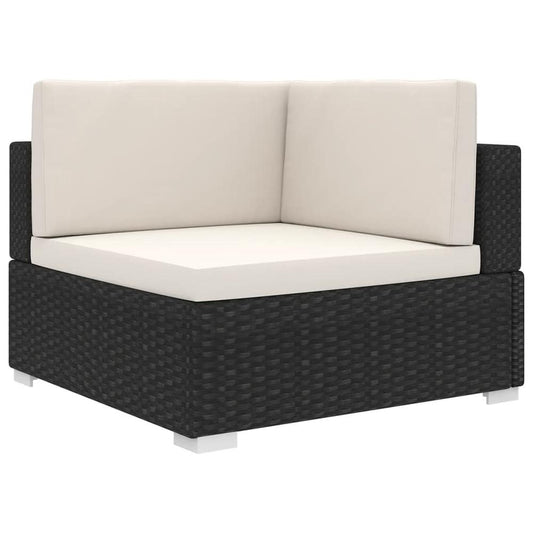 vidaXL Sectional Corner Chair with Cushions Poly Rattan Black, 48293