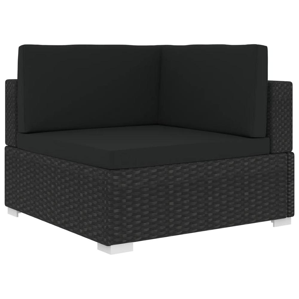 vidaXL Sectional Corner Chair with Cushions Poly Rattan Black, 48295