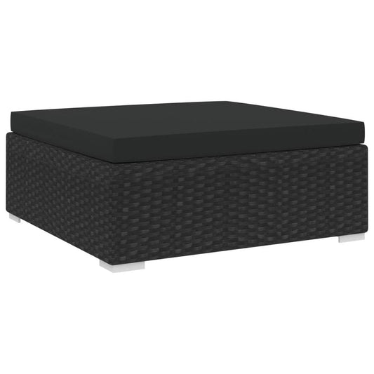 vidaXL Sectional Footrest with Cushion Poly Rattan Black, 48299