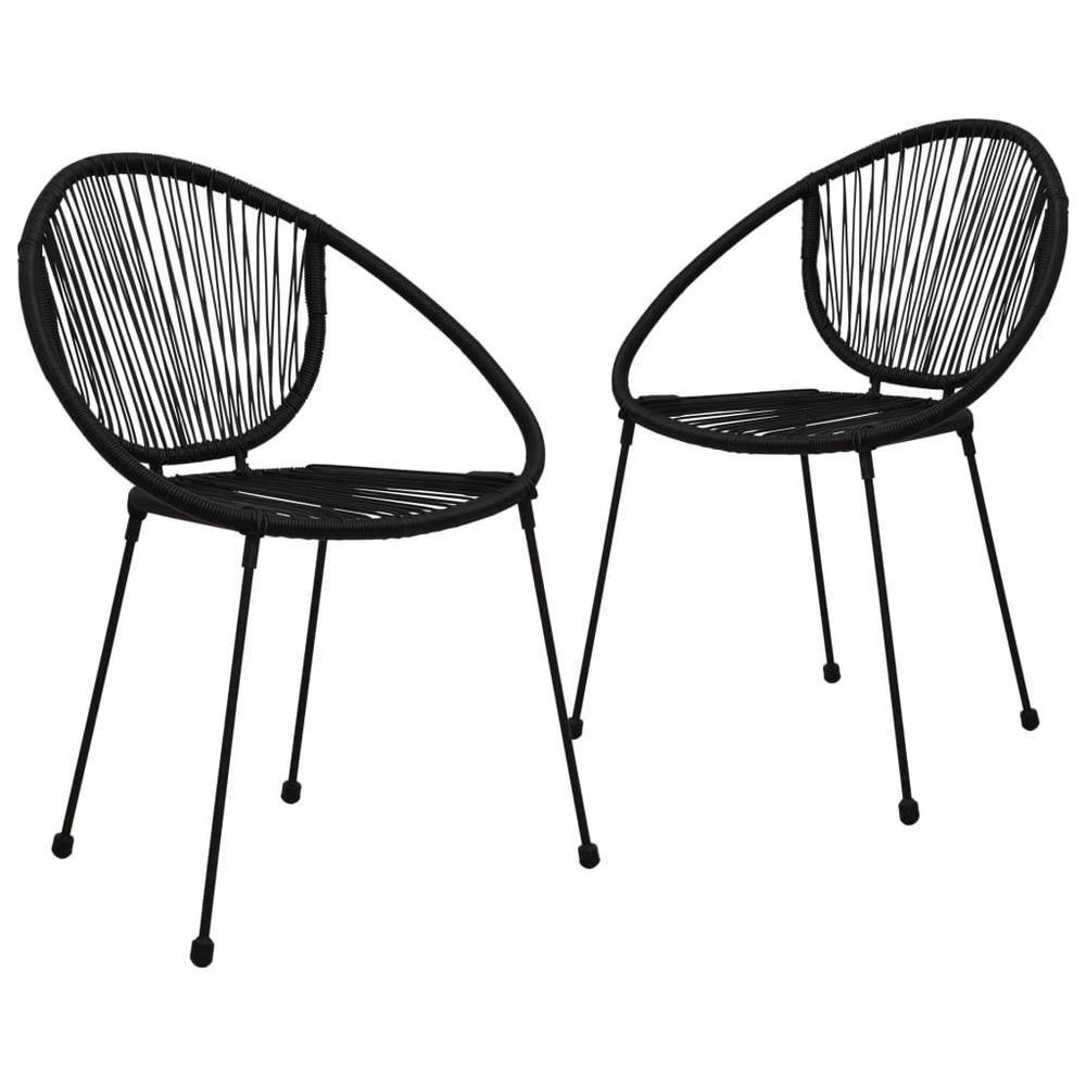 vidaXL Garden Chairs 2 pcs PVC Rattan Black, 48566