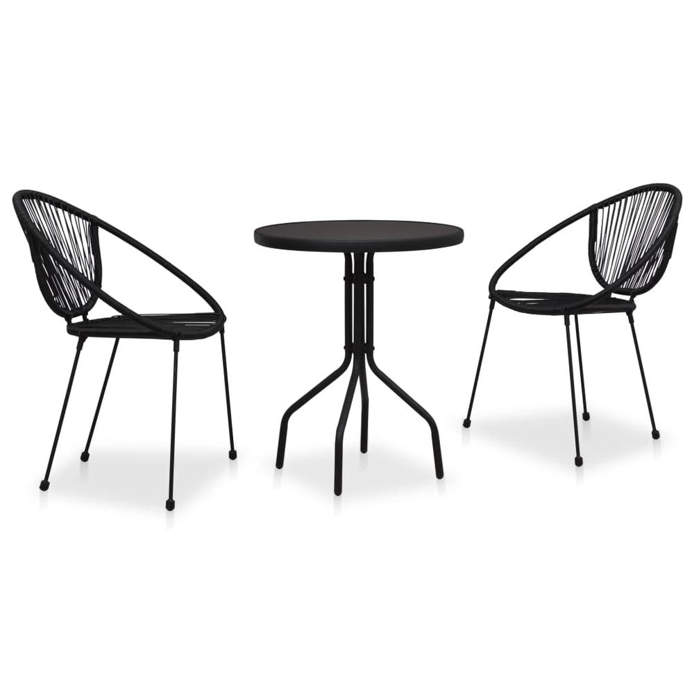 vidaXL 3 Piece Bistro Set PVC Rattan Black, 48567