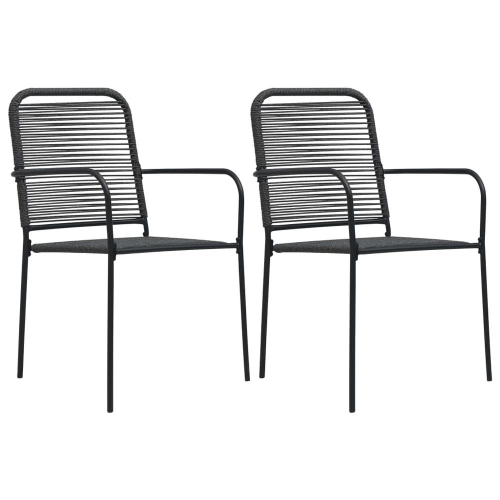 vidaXL Garden Chairs 2 pcs Cotton Rope and Steel Black, 48568