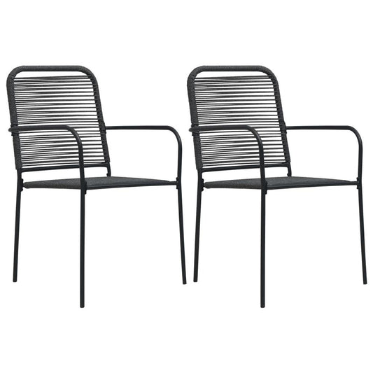 vidaXL Garden Chairs 2 pcs Cotton Rope and Steel Black, 48568