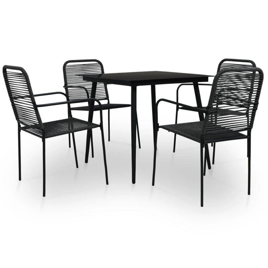 vidaXL 5 Piece Outdoor Dining Set Cotton Rope and Steel Black, 48569