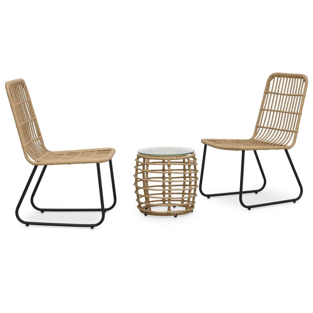 vidaXL 3 Piece Bistro Set Poly Rattan Oak, 48583