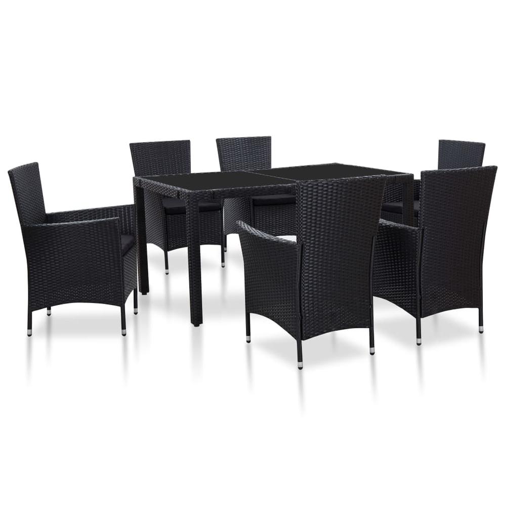 vidaXL 7 Piece Outdoor Dining Set Poly Rattan Black, 45977