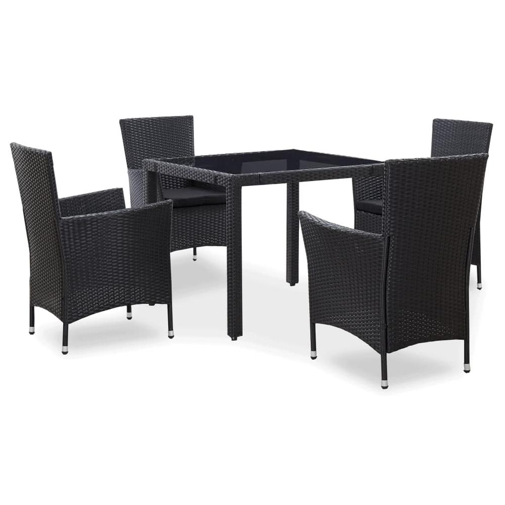 vidaXL 5 Piece Outdoor Dining Set Poly Rattan Black, 45978